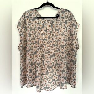 Torrid | Sheer Sleeveless Floral Blouse with Crossover Back